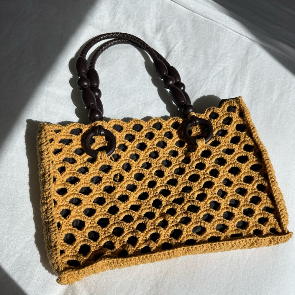 Crochet ShoulderBag with Beaded Handle